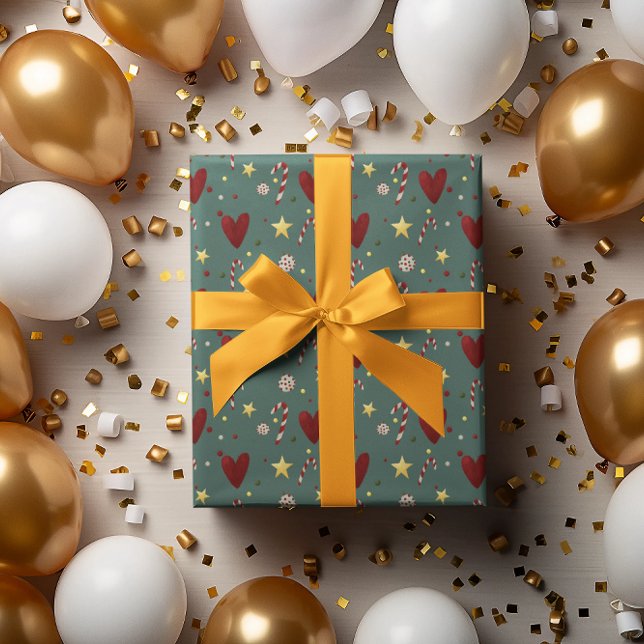 Colourful Vintage Christmas Theme Pattern Wrapping Paper (Creator Uploaded)