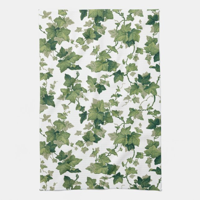 Colourful Vintage Climbing Ivy Tea Towel (Vertical)
