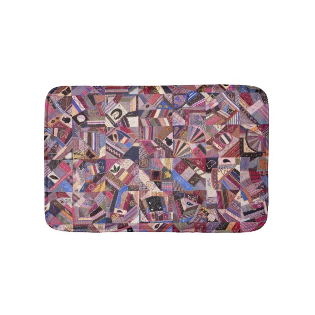 Colourful Vintage Crazy Quilt Bath Mat (Front)