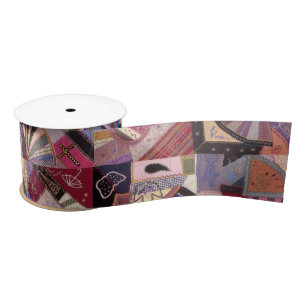 Colourful Vintage Crazy Quilt Satin Ribbon