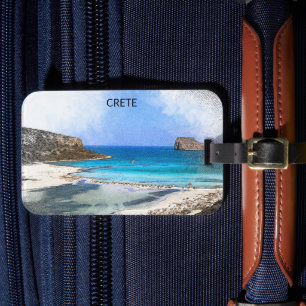 Colourful Vintage Crete Greece Painting Luggage Tag