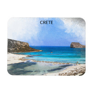 Colourful Vintage Crete Greece Painting Magnet