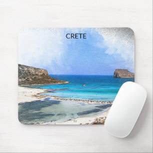 Colourful Vintage Crete Greece Painting Mouse Mat