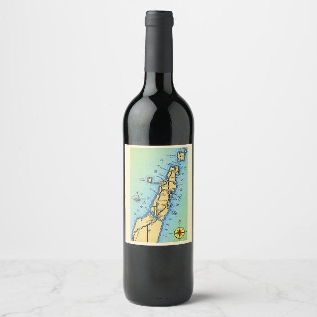 Colourful Vintage Door County  Wine Label (Front)