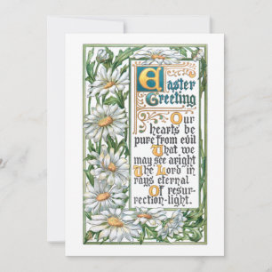 Colourful Vintage Easter Greeting with Daisies Holiday Card