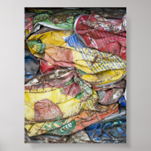 Colourful Vintage Fabrics Abstract Texture Composi Poster