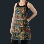 Colourful Vintage Father Christmas Collage Apron<br><div class="desc">Colourful vintage repeating holiday pattern featuring collage of restored Victorian greeting card illustrations depicting festive scenes of Father Christmas.</div>