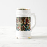 Colourful Vintage Father Christmas Collage Beer Stein<br><div class="desc">Colourful vintage repeating holiday pattern featuring collage of restored Victorian greeting card illustrations depicting festive scenes of Father Christmas.</div>