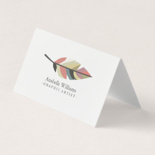 Colourful Vintage Feather Business Card