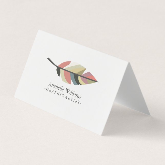 Colourful Vintage Feather Business Card (Front)