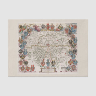 Colourful Vintage Figures & Emblems Old World Map Tissue Paper