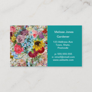 Colourful Vintage Floral Business Card
