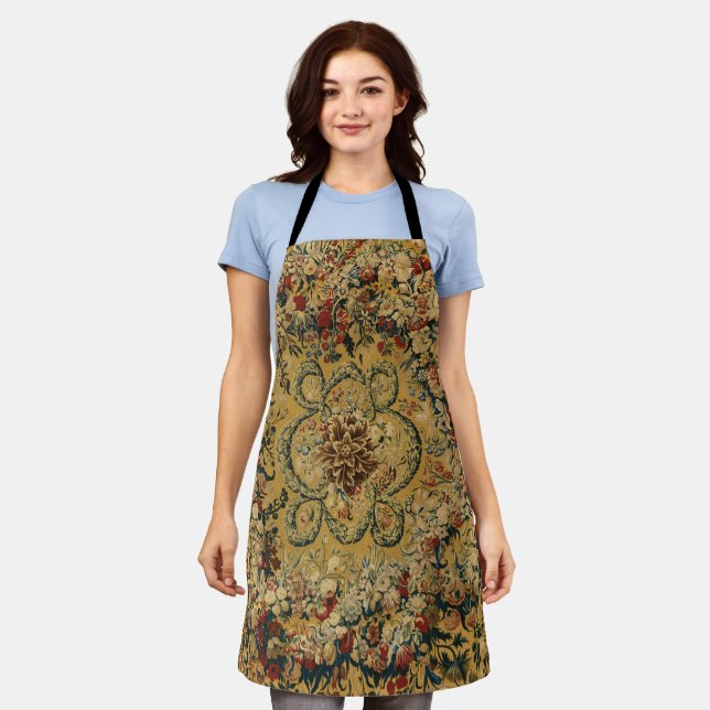 Colourful Vintage Floral Carpet Pattern Apron (Worn)