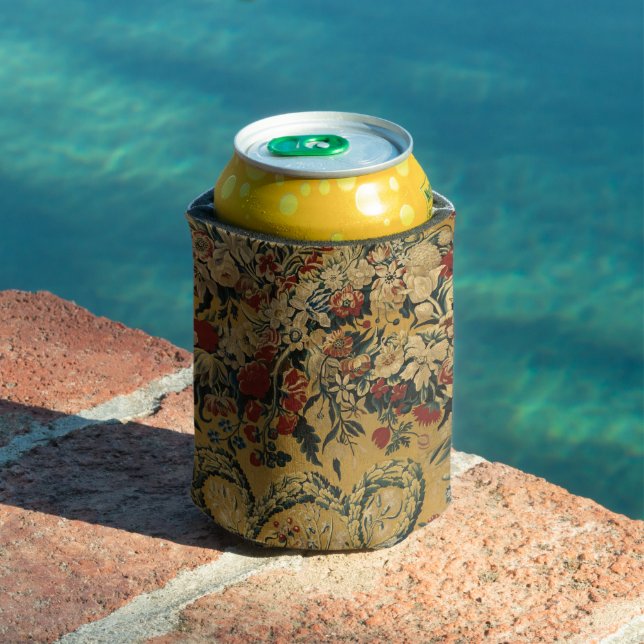 Colourful Vintage Floral Carpet Pattern Can Cooler (In Situ Pool)