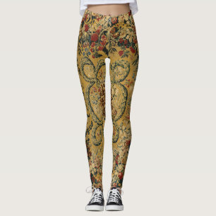 Colourful Vintage Floral Carpet Pattern Leggings