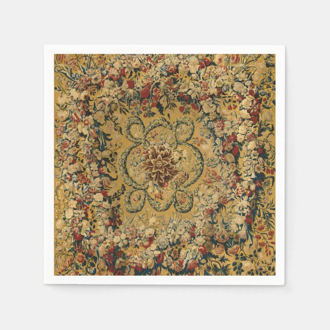 Colourful Vintage Floral Carpet Pattern Napkin (Front)