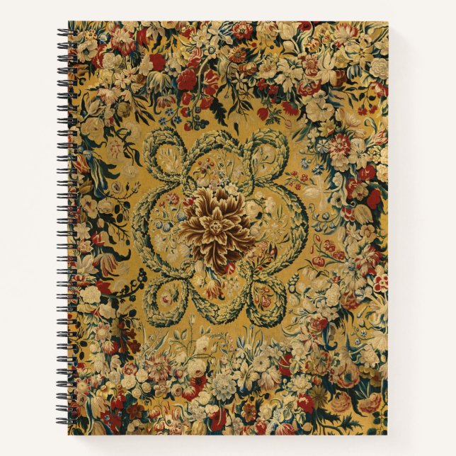 Colourful Vintage Floral Carpet Pattern Notebook (Front)