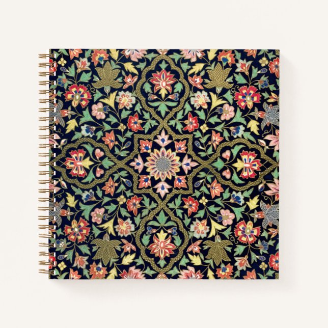 Colourful Vintage Floral Indian Mandala Pattern Notebook (Front)