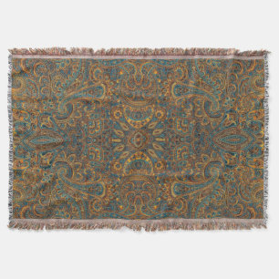 Colourful Vintage Floral Paisley 2 Throw Blanket