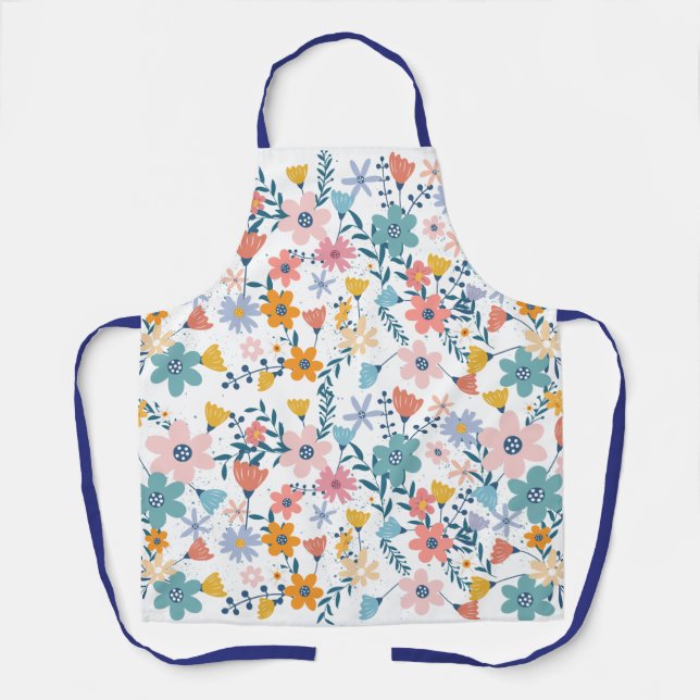 Colourful Vintage Floral Pattern Apron (Front)