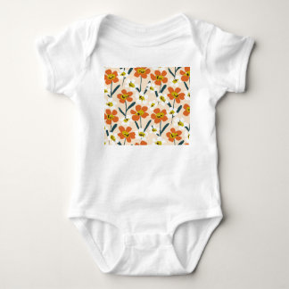 Colourful, vintage floral pattern. baby bodysuit