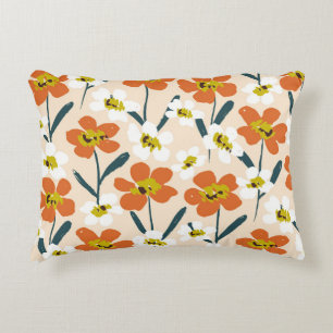 Colourful, vintage floral pattern. decorative cushion