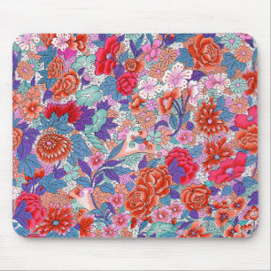Colourful vintage floral pattern mouse mat