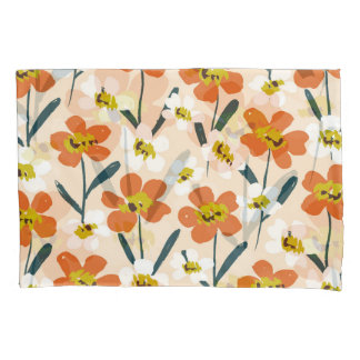 Colourful, vintage floral pattern. pillowcase