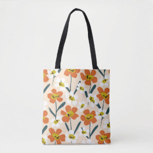 Colourful, vintage floral pattern. tote bag