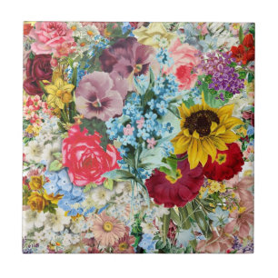 Colourful Vintage Floral Tile