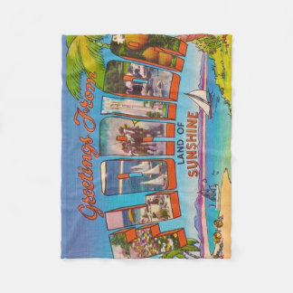 Colourful Vintage Florida Fleece Blanket
