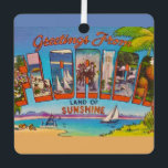 Colourful Vintage Florida Greetings  Metal Tree Decoration<br><div class="desc">Spectacular,  colourful,  beachy vintage postcard Florida Greeting.  We've repurposed it on an ornament!</div>