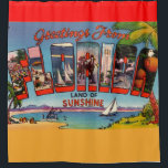 Colourful Vintage Florida Greetings Shower Curtain<br><div class="desc">Amazing,  colourful vintage Florida postcard repurposed on a shower curtain!</div>