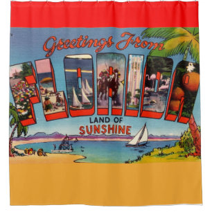 Colourful Vintage Florida Greetings Shower Curtain