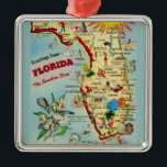Colourful Vintage Florida Map Metal Tree Decoration<br><div class="desc">This is a terrific colourful vintage,  retro map of Florida repurposed as an ornament!</div>