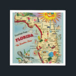 Colourful Vintage Florida Map Napkin<br><div class="desc">This is a terrific colourful vintage,  retro map of Florida repurposed aon cocktail napkins for your next party!</div>