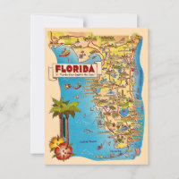 Colourful Vintage Florida Map