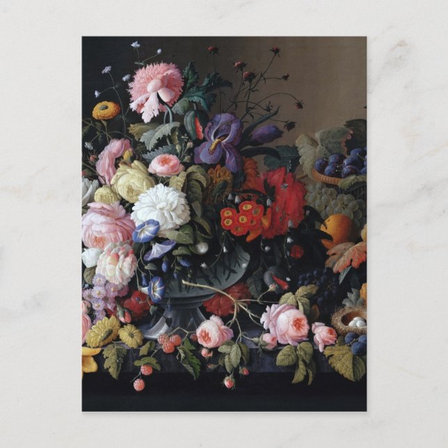 Colourful Vintage Flower Vase Art Painting Classic Postcard (Front)