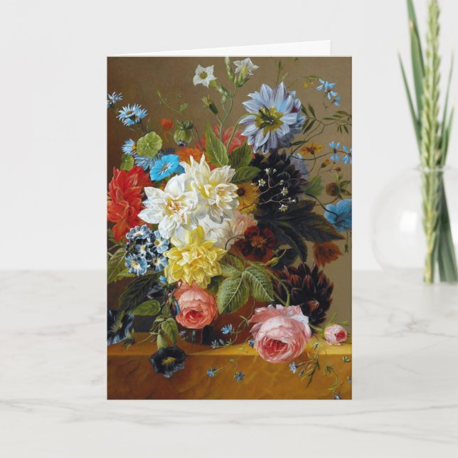Colourful Vintage Flowers Art Painting Card (Front)