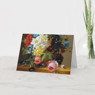 Colourful Vintage Flowers Art Painting Card