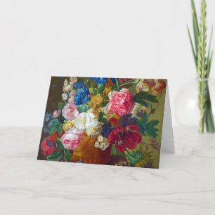 Colourful Vintage Flowers Art Painting Card
