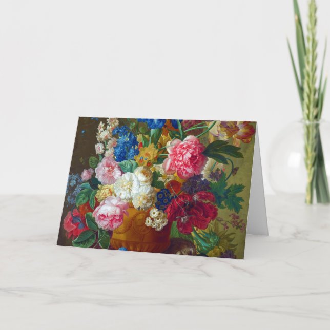Colourful Vintage Flowers Art Painting Card (Front)