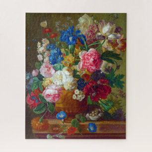 Colourful Vintage Flowers Art Painting Jigsaw Puzzle