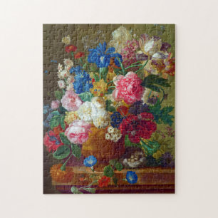Colourful Vintage Flowers Art Painting Jigsaw Puzzle