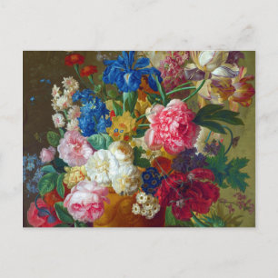 Colourful Vintage Flowers Art Painting Postcard