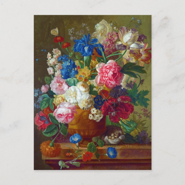Colourful Vintage Flowers Art Painting Postcard (Front)