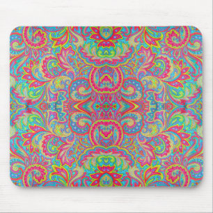 Colourful vintage flowers mouse mat