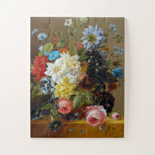 Colourful Vintage Flowers Vase Art Painting Jigsaw Puzzle