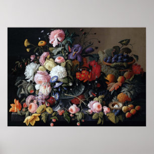 Colourful Vintage Flowers Vase Art Painting Poster