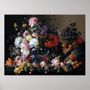 Colourful Vintage Flowers Vase Art Painting Poster